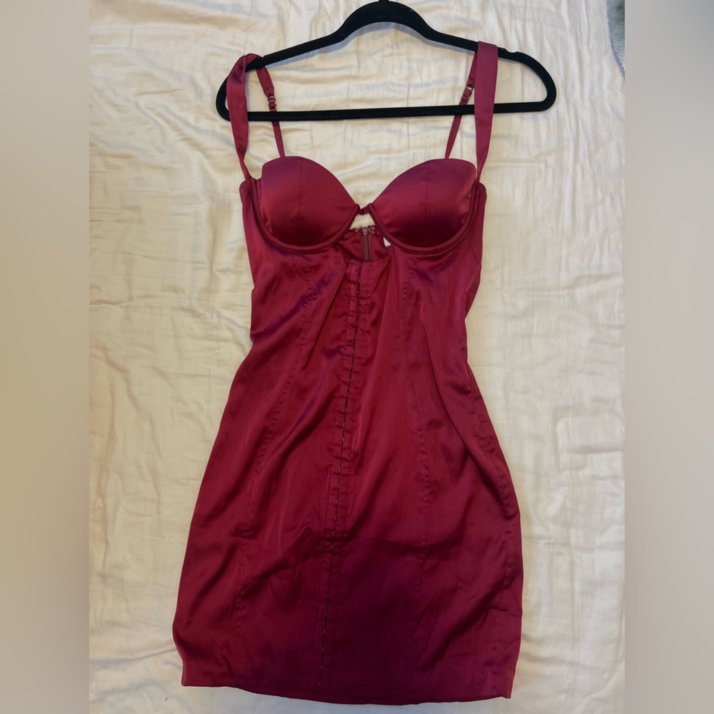 Oh Polly burgundy mini dress